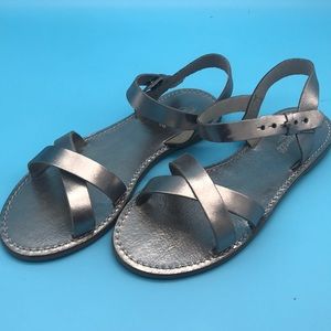 Madewell Crisscross Sandal Silver Metallic 9 New